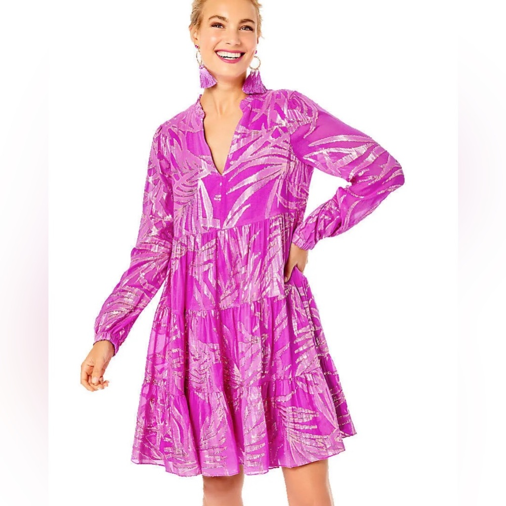 Lilly Pulitzer Wild Fuschia Palm Leaf Dress